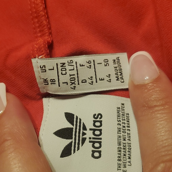 NWOT ADIDAS LARGE LOGO TIGHTS LUSH RED/WHITE - Picture 15 of 16